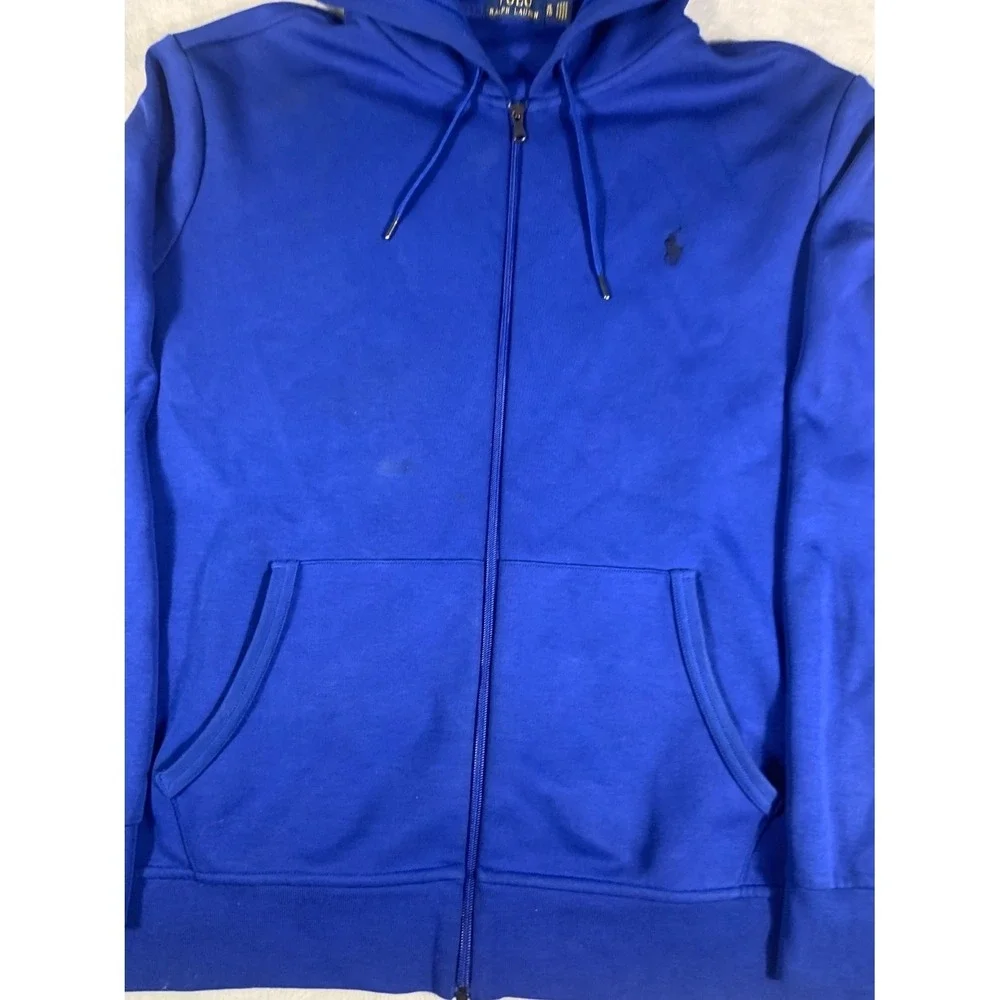 Polo Ralph Lauren Hoodie Mens XL Royal Blue Full Zip Pony Logo Sweatshirt